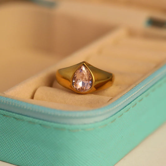 Blush Droplet Signet Ring
