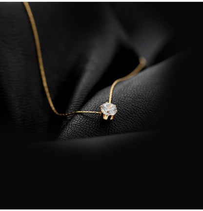 Minimalist Solitaire-Style Crystal Pendant Necklace