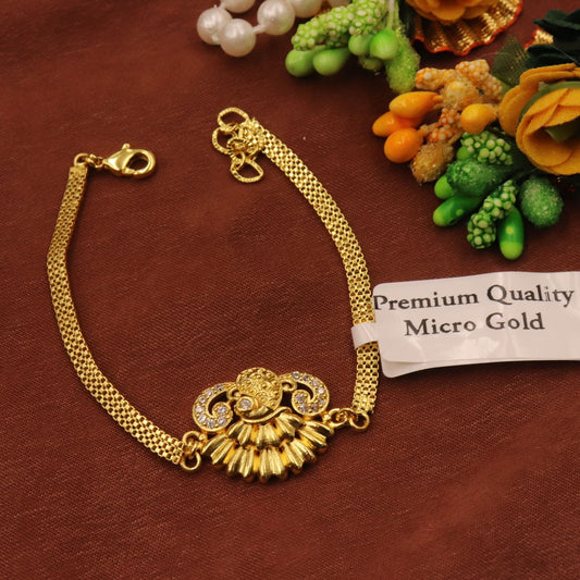Meenakshi One Gram Gold Plated Adjustable Bracelet for Women & Girls