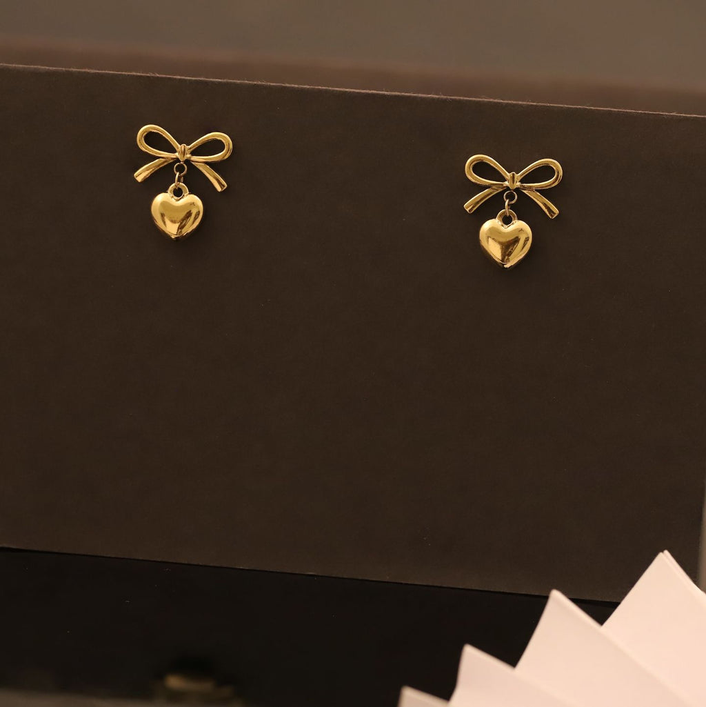 Sweetheart Bow Heart Hoop Earring