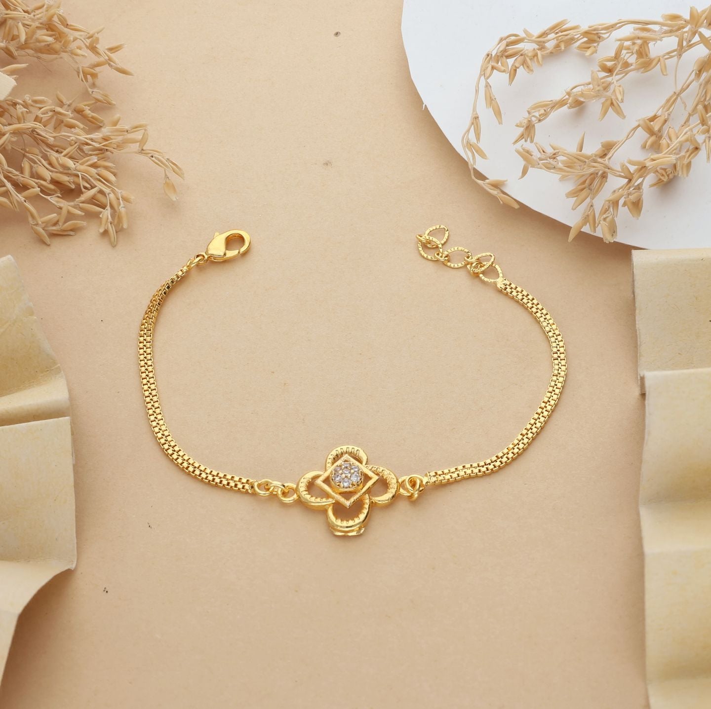Mrinalini One Gram Gold Plated Adjustable Bracelet for Women & Girls