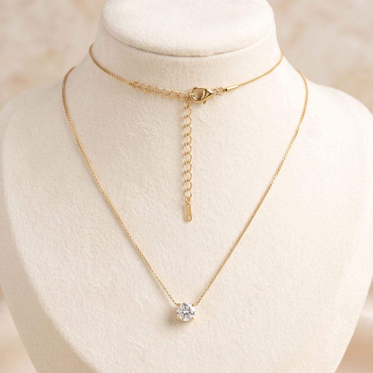 Minimalist Solitaire-Style Crystal Pendant Necklace