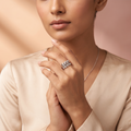 Silver Leaf Wrap Ring With Crystal
