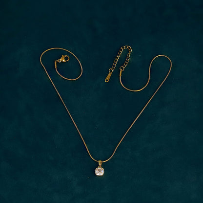 Minimalist Solitaire-Style Crystal Pendant Necklace