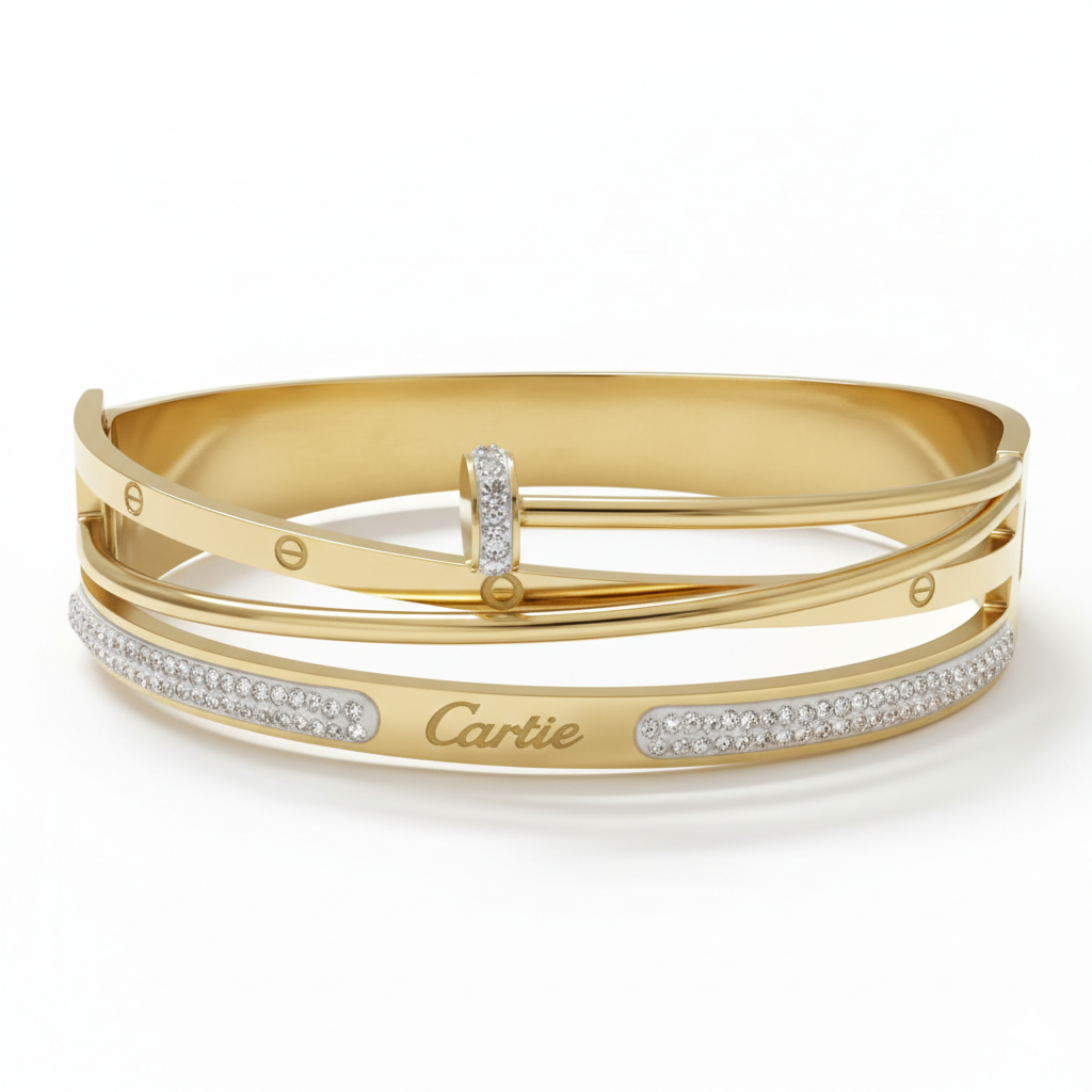 Designer Mlti-Layer Gold Cuff Bracelet