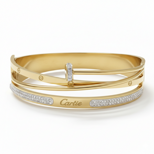 Designer Mlti-Layer Gold Cuff Bracelet