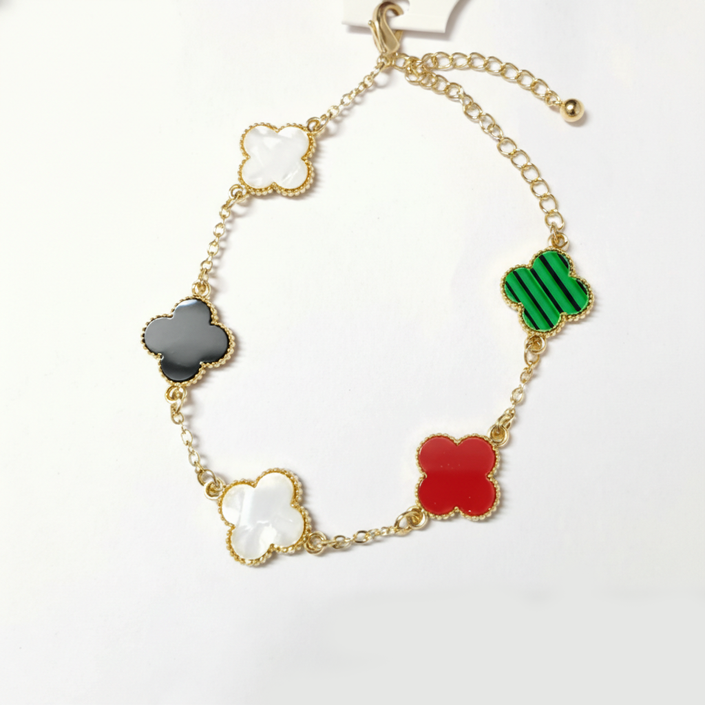 Premium Gold-Plated Four Leaf Clover Charm Bracelet