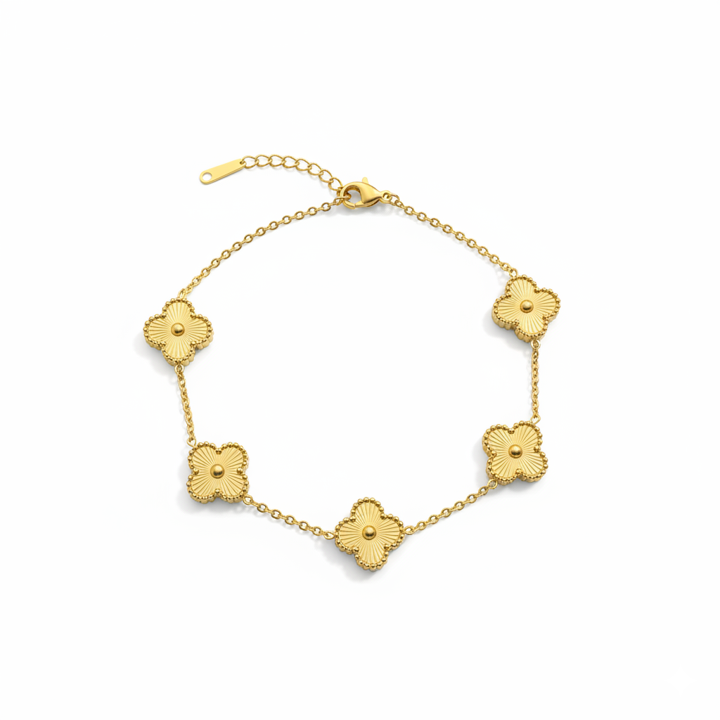 Premium Gold-Plated Four Leaf Clover Charm Bracelet
