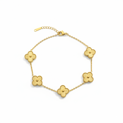 Premium Gold-Plated Four Leaf Clover Charm Bracelet