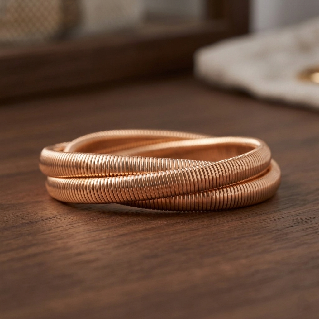 Elegant Gold-Toned Spiral Bangle Set