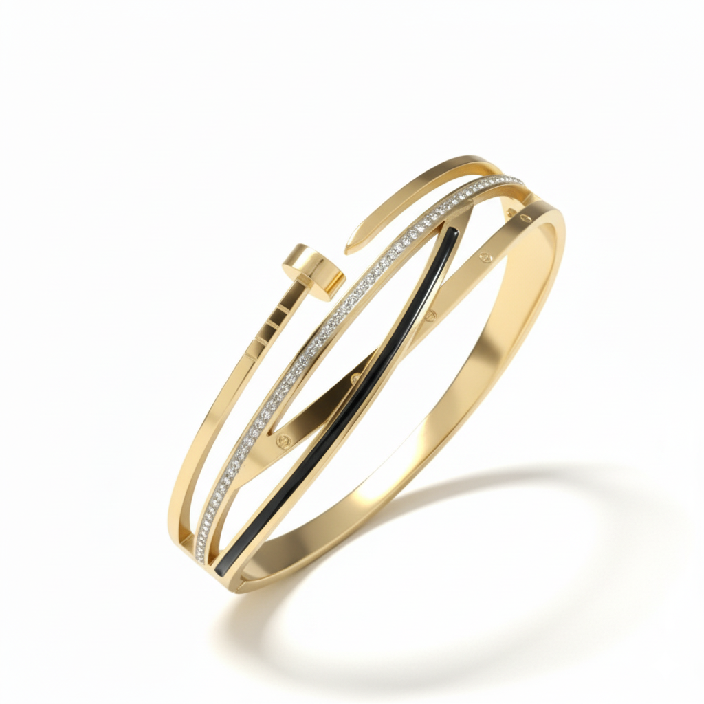 Designer Mlti-Layer Gold Cuff Bracelet