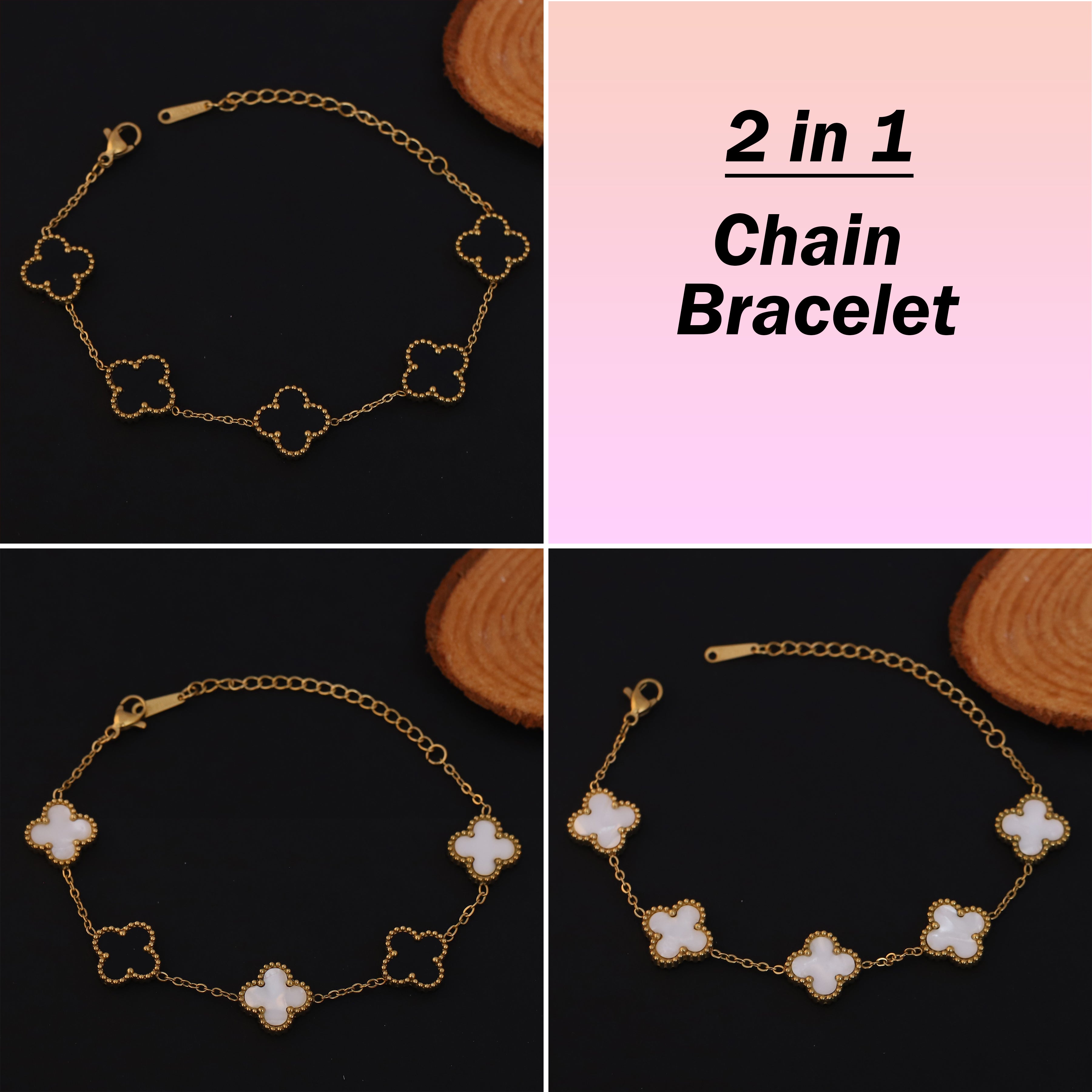 Premium Gold-Plated Four Leaf Clover Charm Bracelet