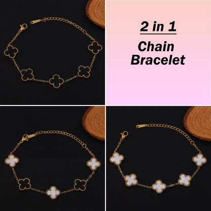 Premium Gold-Plated Four Leaf Clover Charm Bracelet