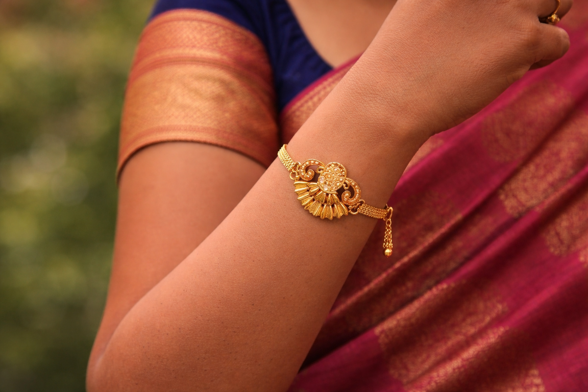 Riyaa One Gram Gold Plated Adjustable Bracelet for Women & Girls