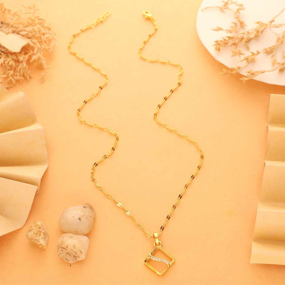 Indira One Gram Gold Plated Pendant Chain