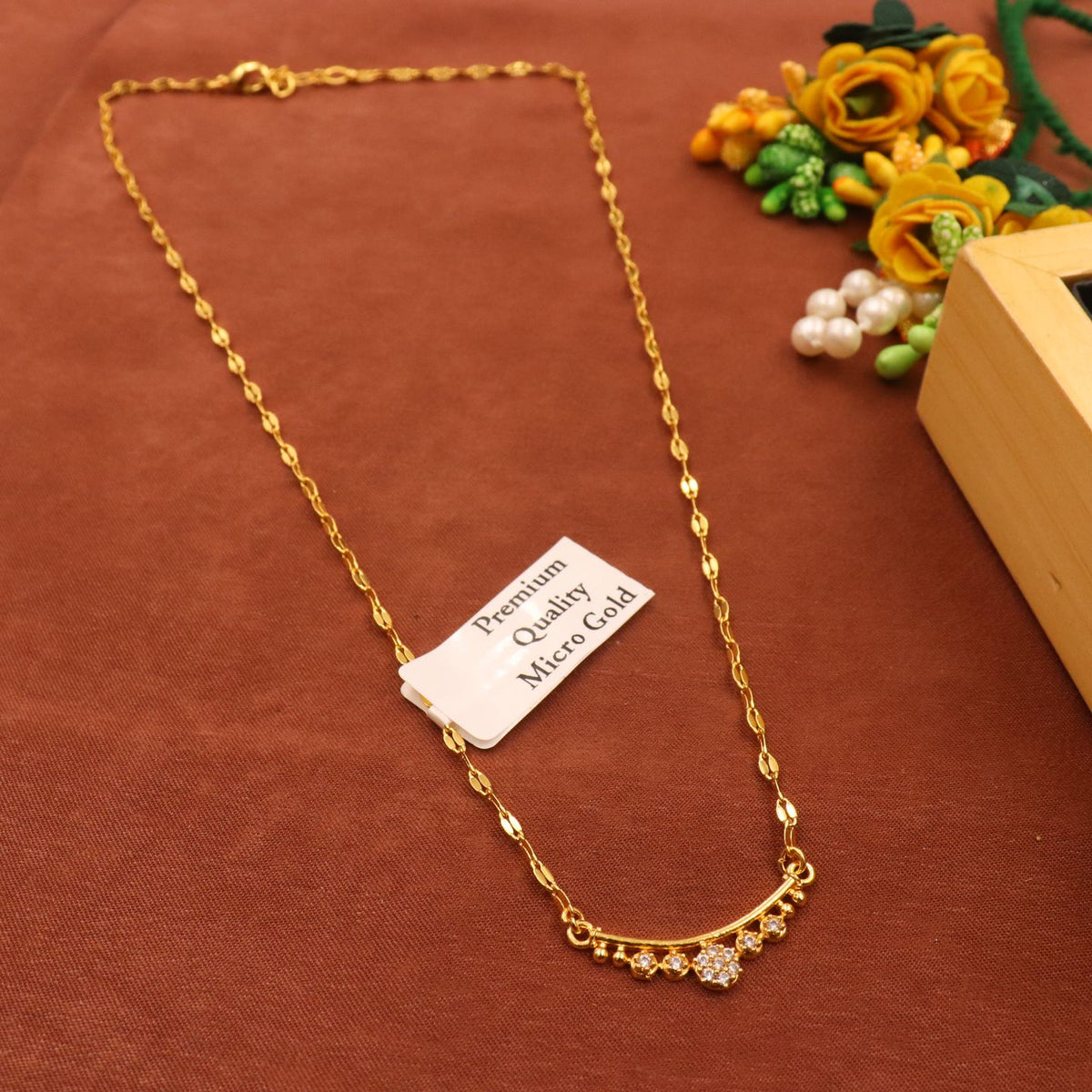 Meera One Gram Gold Plated Pendant Chain