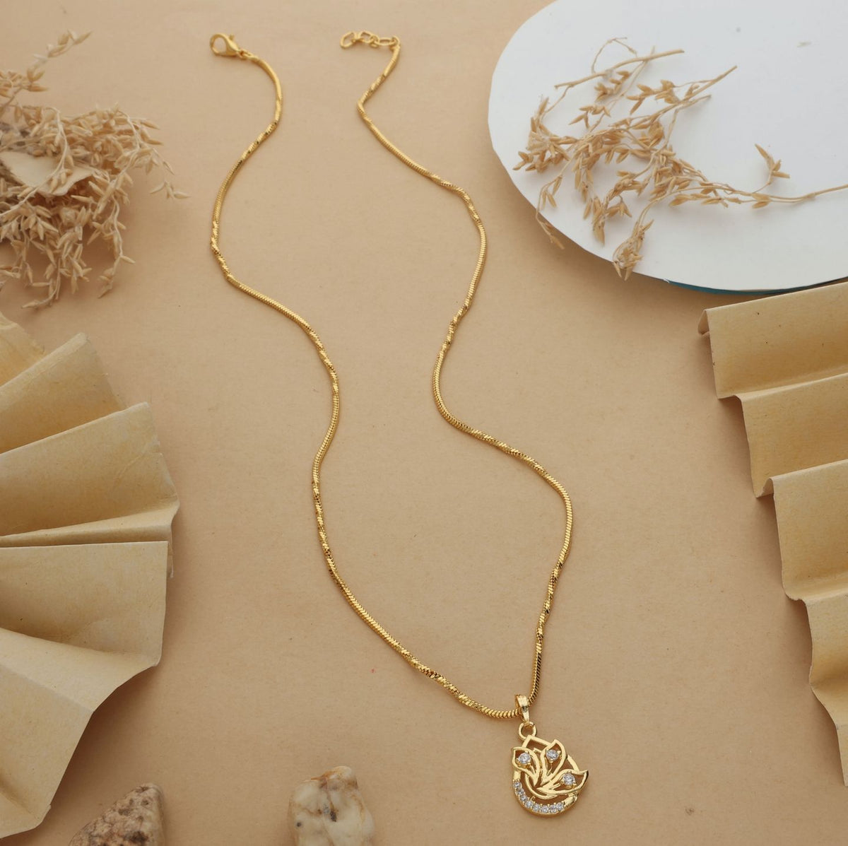 Priyam One Gram Gold Plated pendant Chain