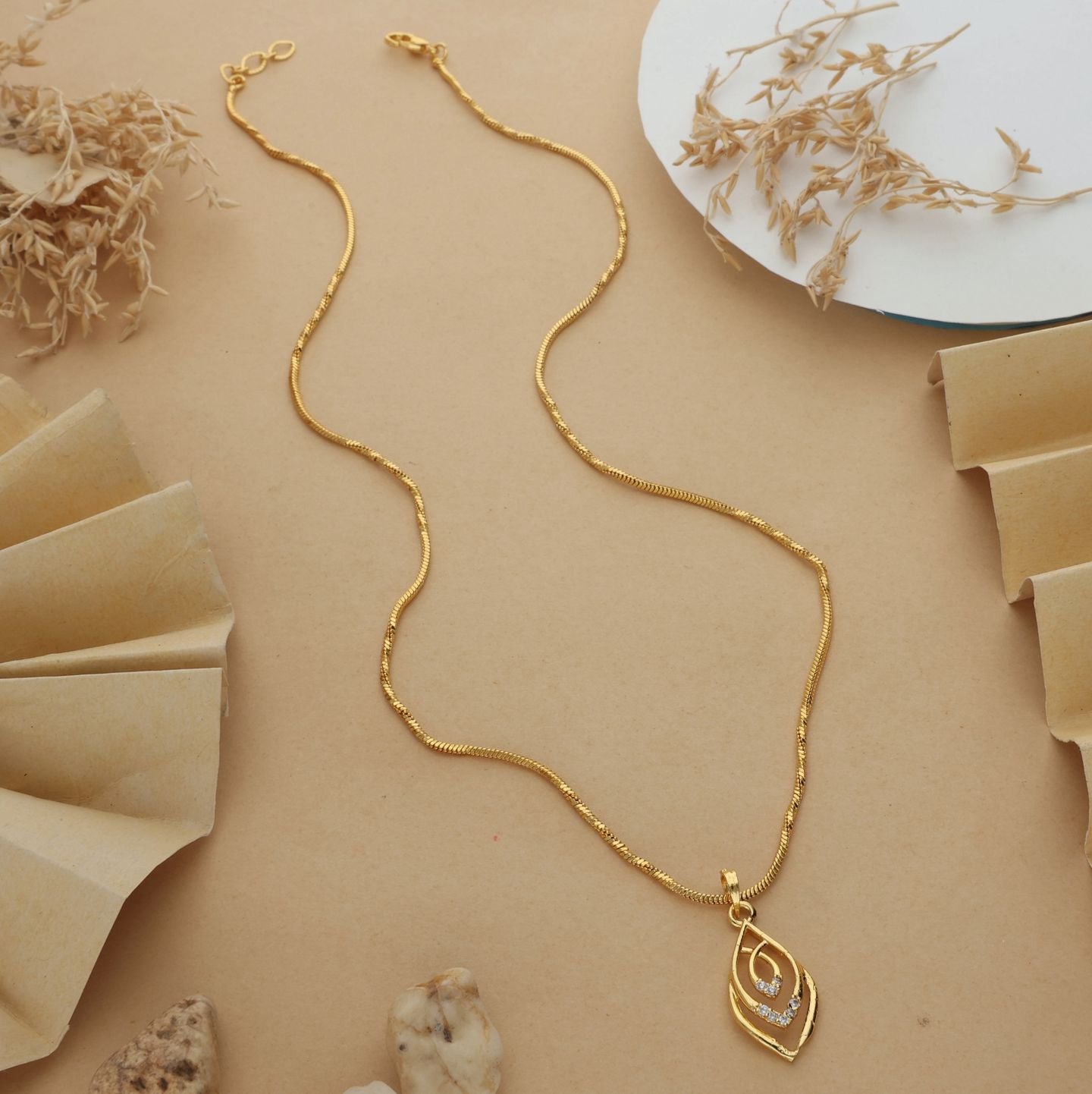 Tara One Gram Gold Plated Chain Pendant