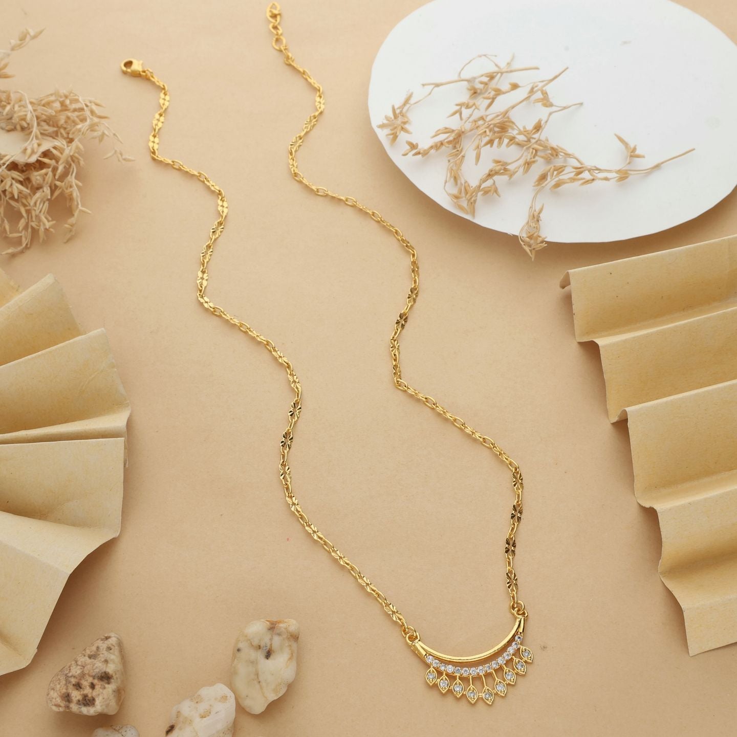 Ojasvi One Gram Gold Plated Pendant Chain
