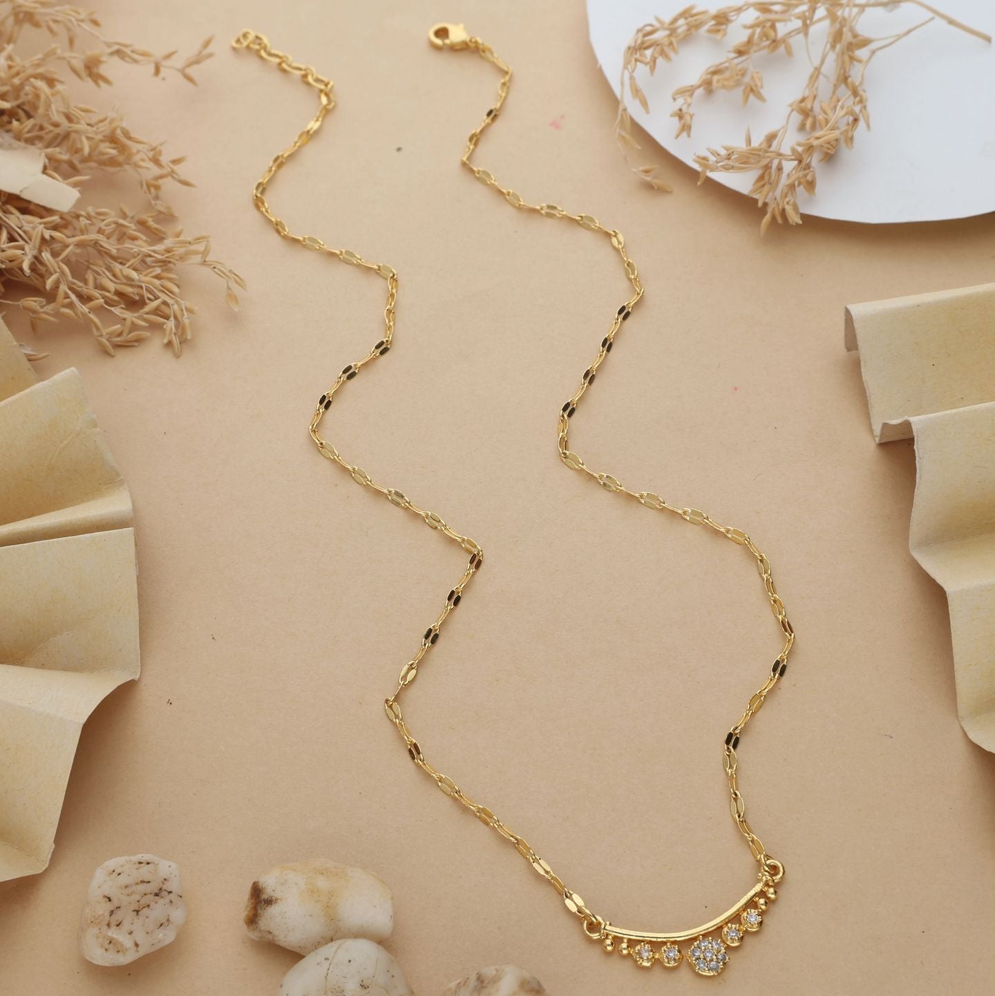 Meera One Gram Gold Plated Pendant Chain