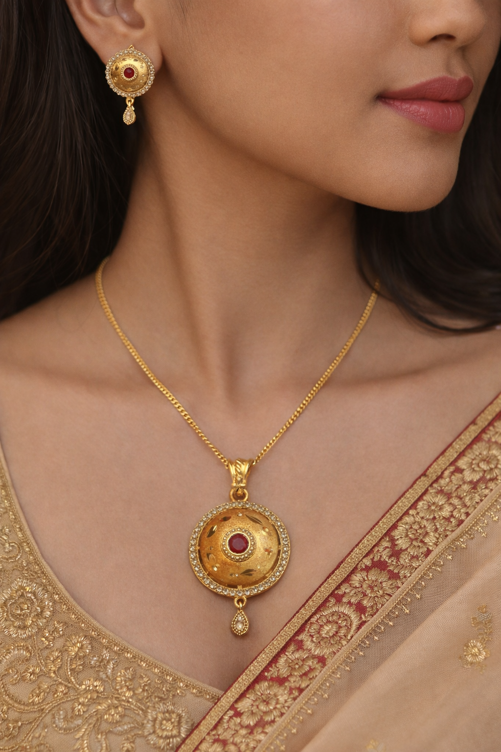 Aashvi Chain Pendant with Earrings