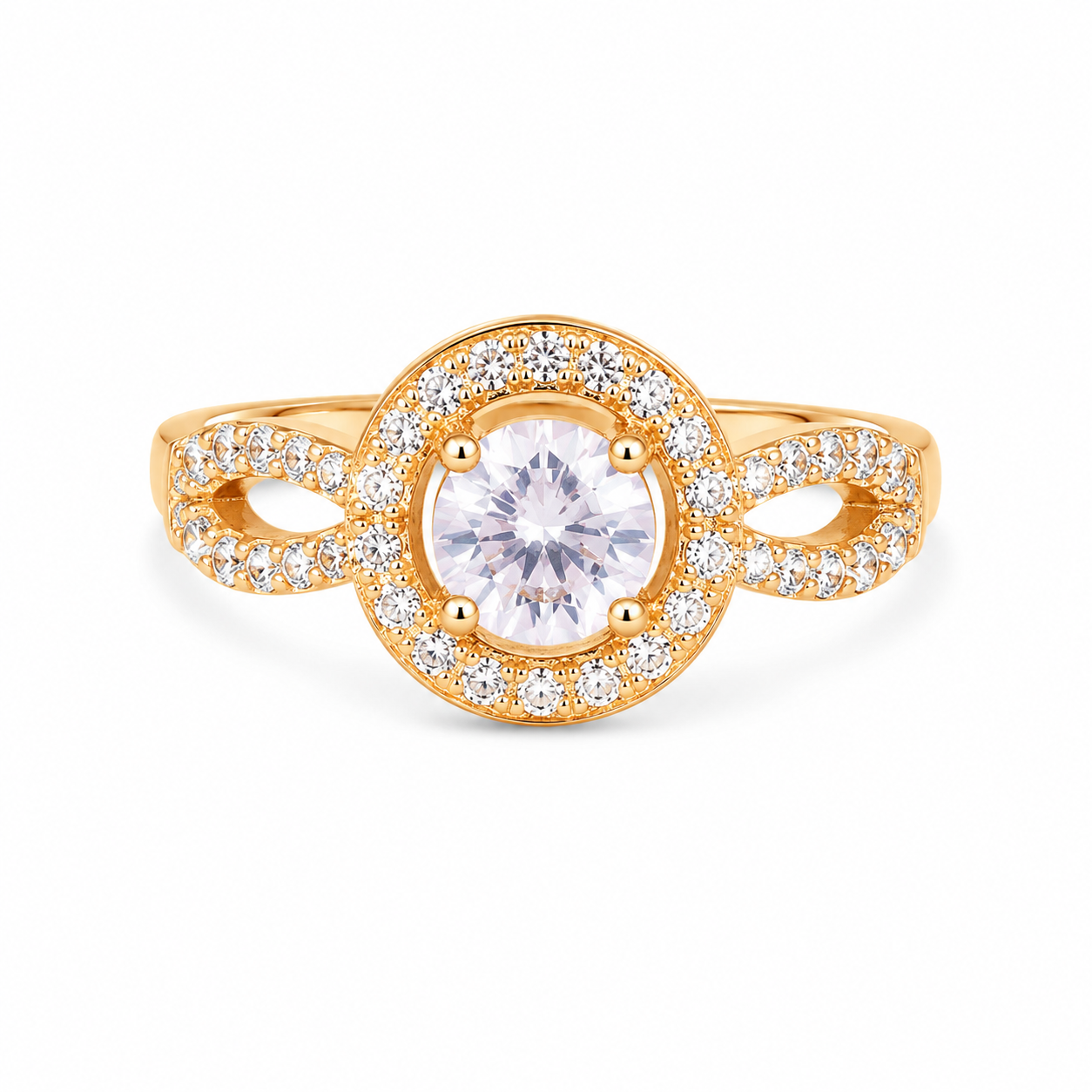 Sparkling Halo Soltaire Ring