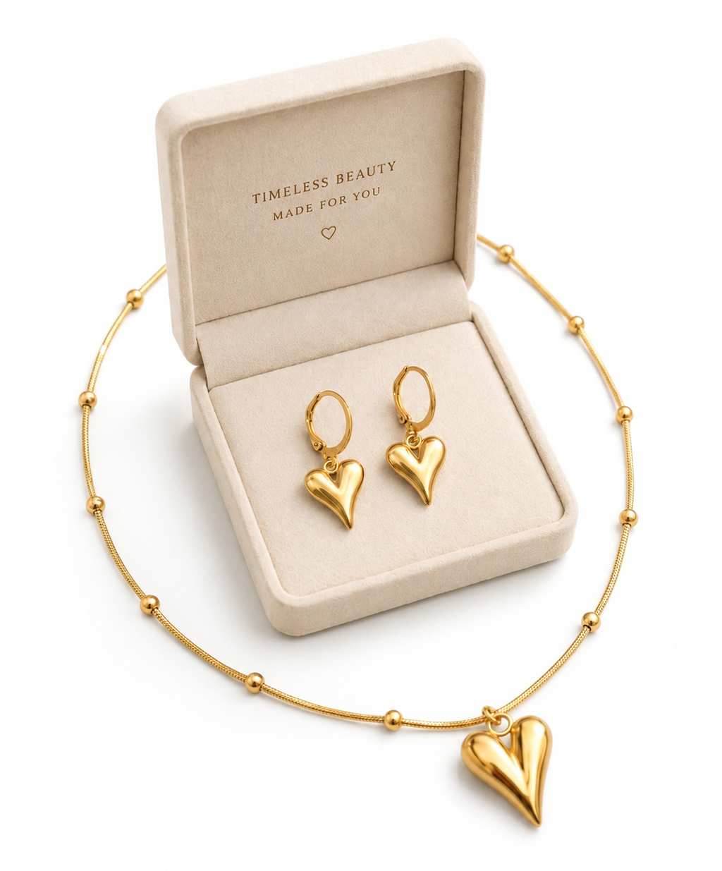Sweetheart Necklace And Huggie Set