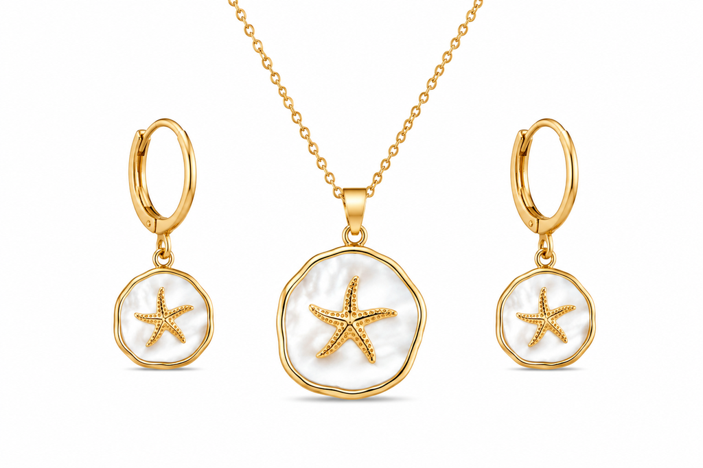18K Gold Plated Starfish Jewelry Set