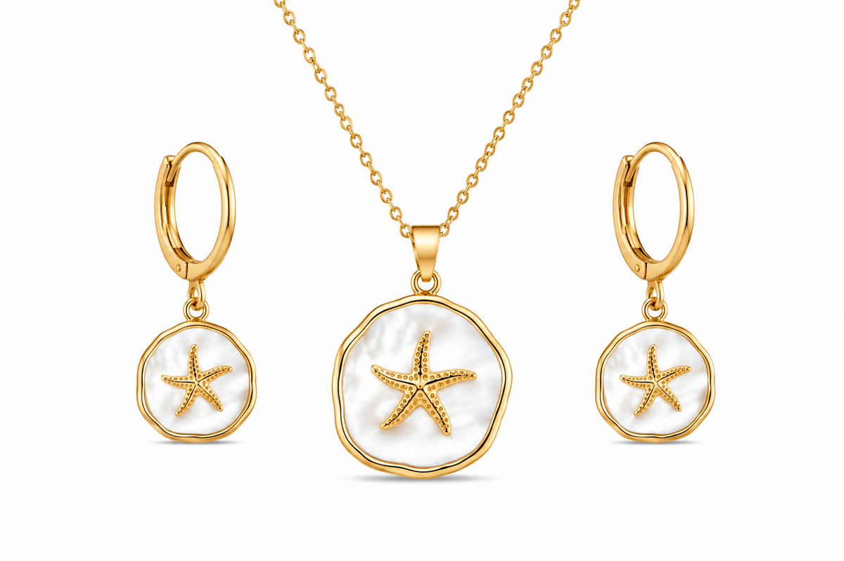 18K Gold Plated Starfish Jewelry Set