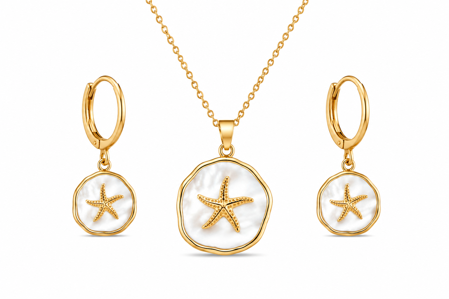 18K Gold Plated Starfish Jewelry Set