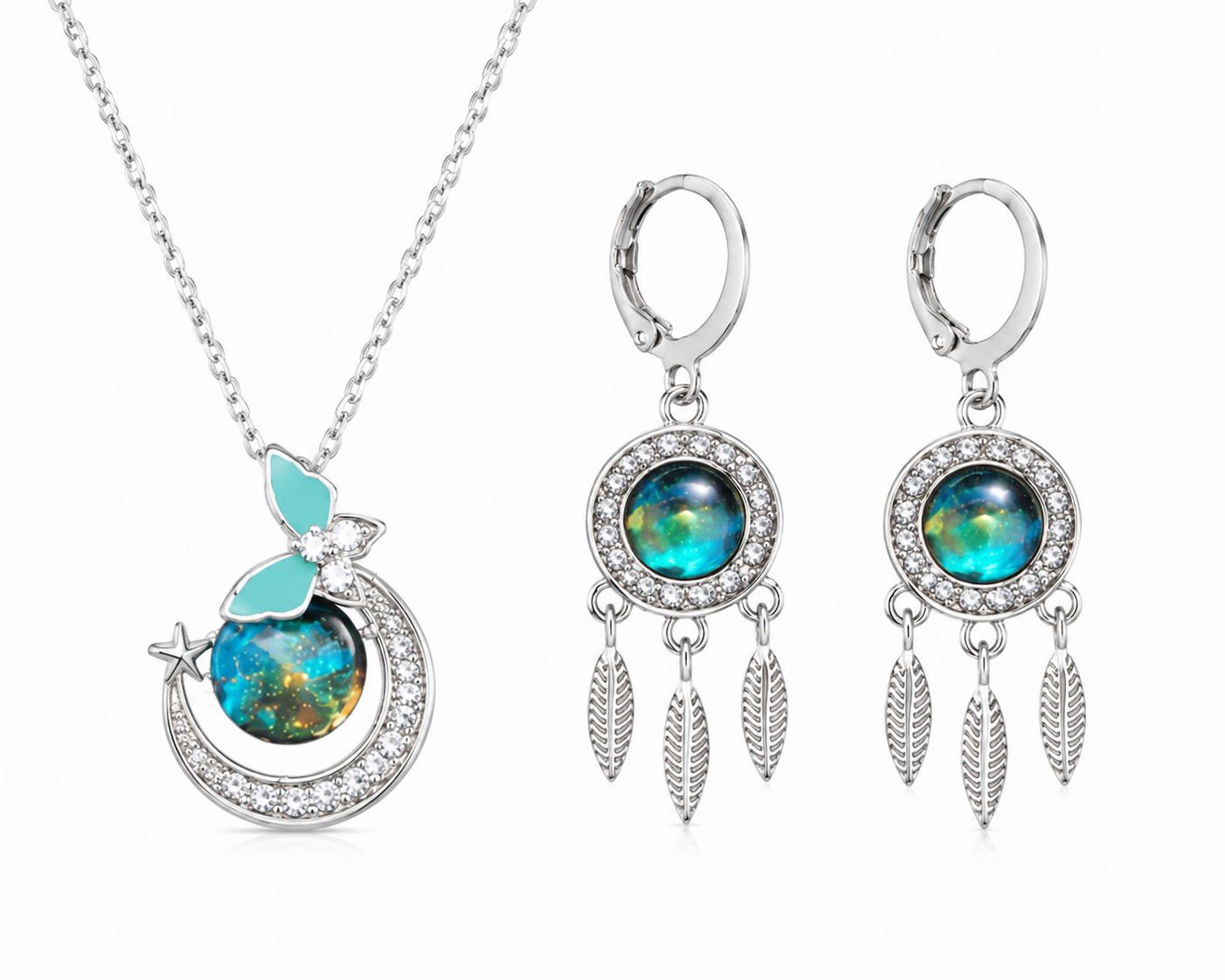 Calestial Dream Catcher Opal Pendant Necklace