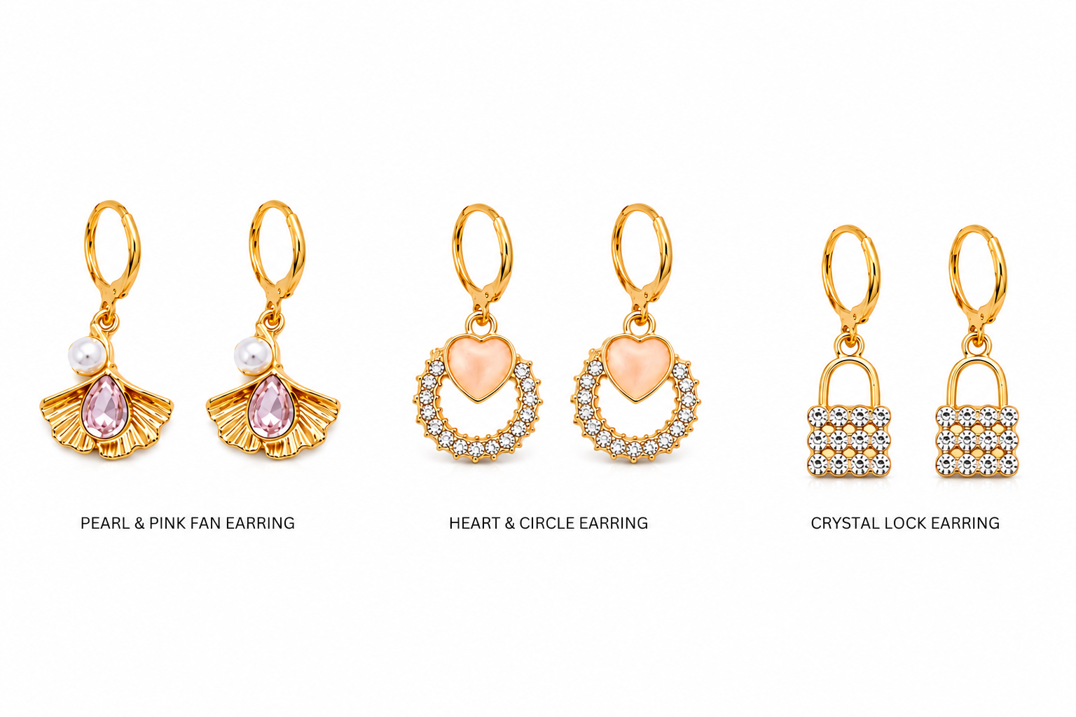 Lakshri Golden Charm Trio Earring Combo Set of 3