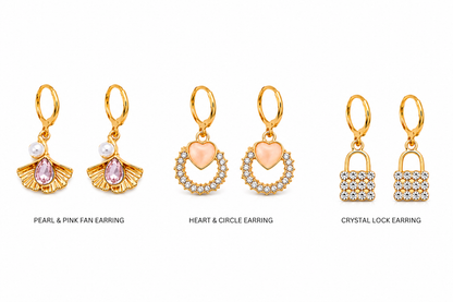 Lakshri Golden Charm Trio Earring Combo Set of 3