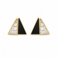 Gold Plated Black Enamel Geometric Stud Earring Combo
