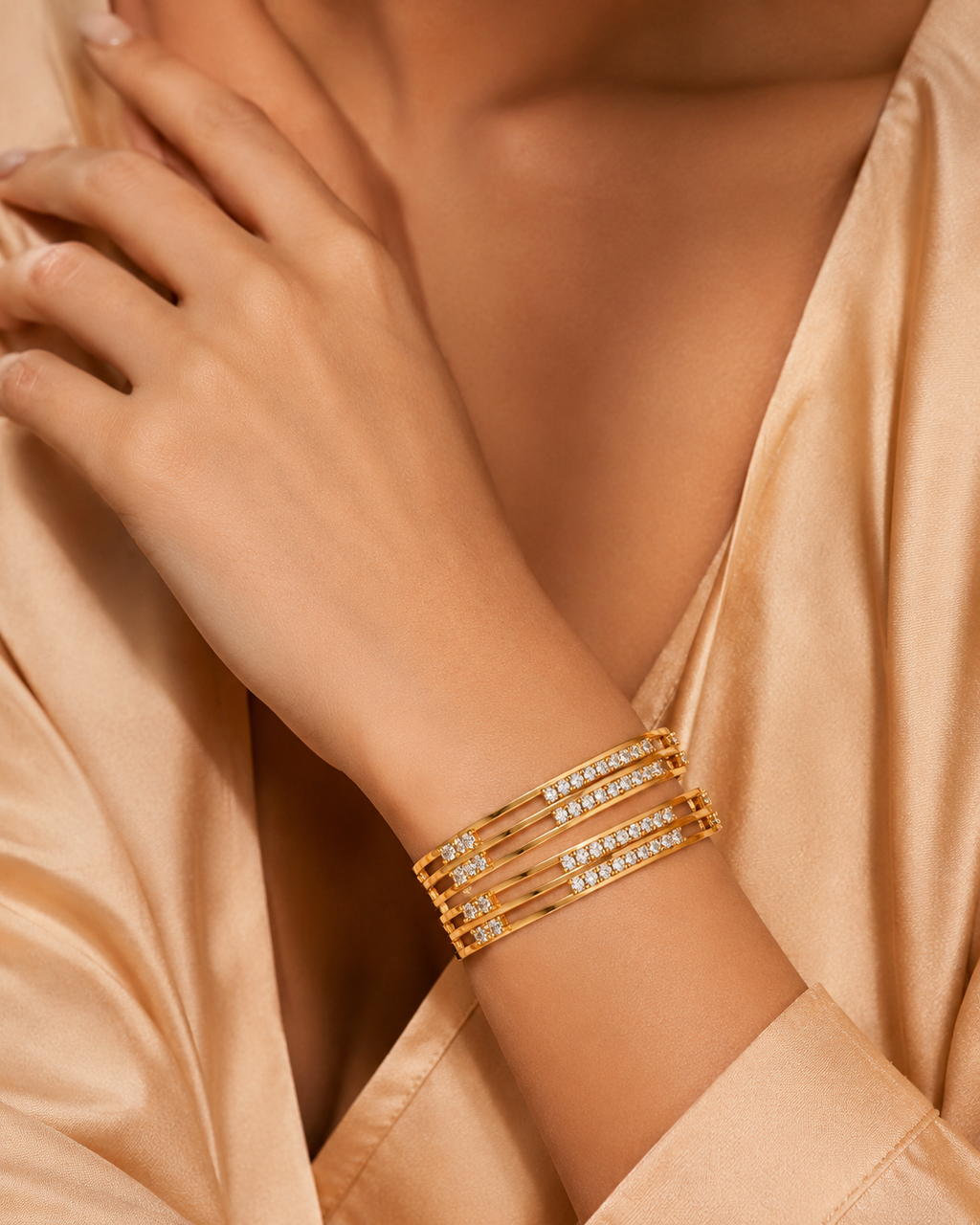 Regal Glow Premium Stone-Studded Gold Bracelet