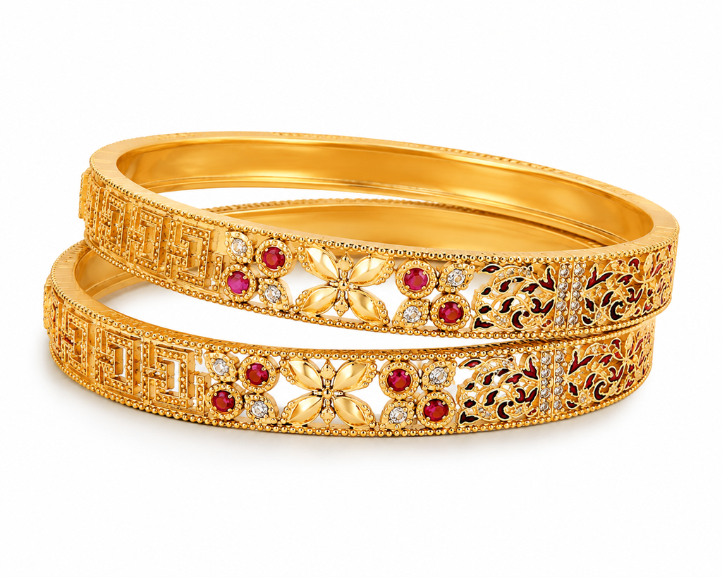 Avantika Ruby-Red & Crystal Bangle