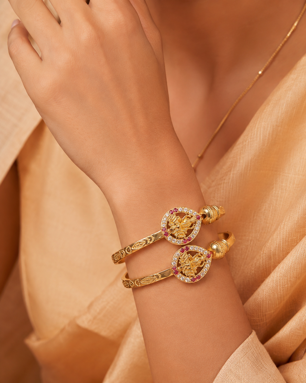 Shree Lakshmi Premium Gold-Tone Adjustable Bangles