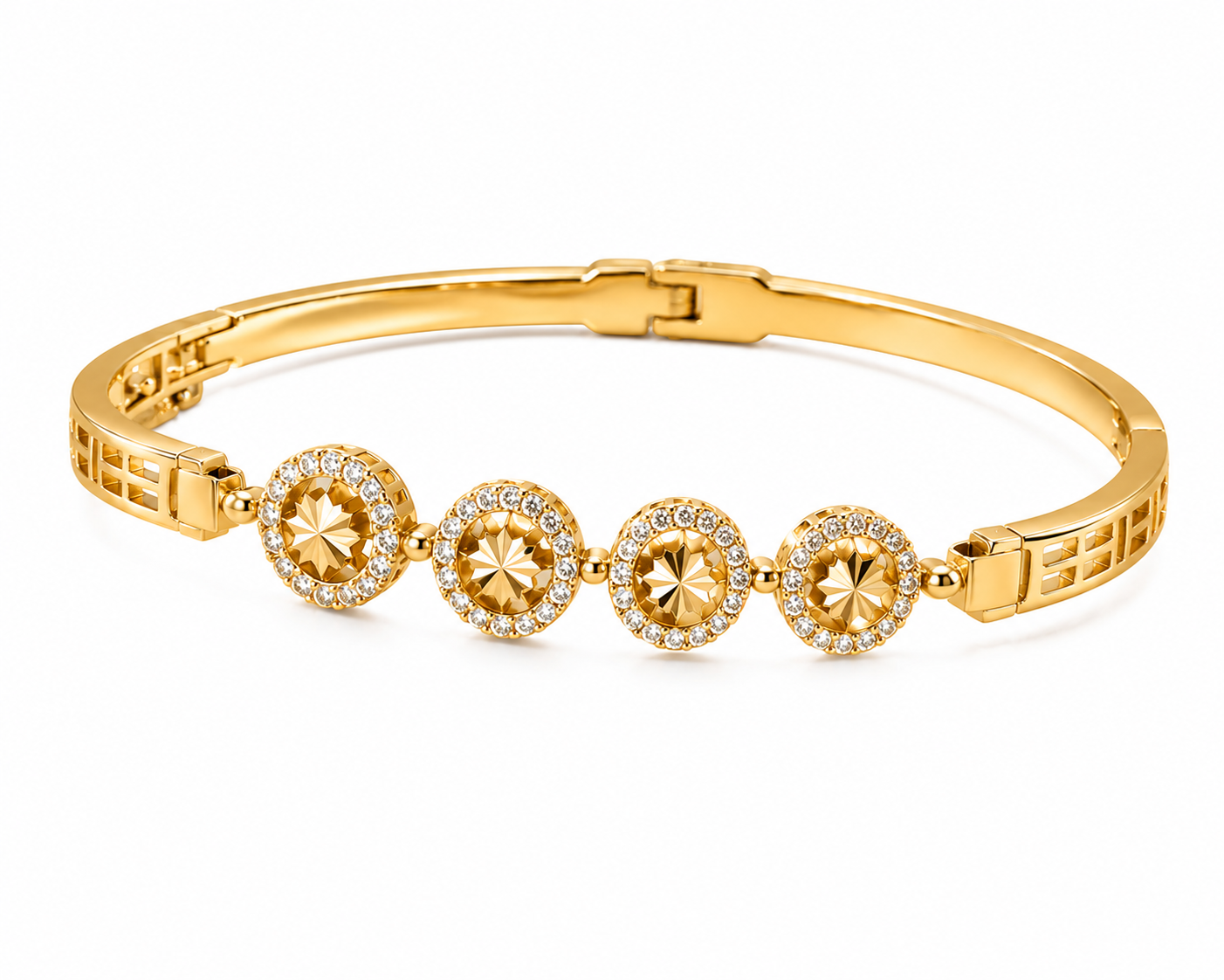 Timeless Elegance Crystal-Studded Gold-Tone Kada