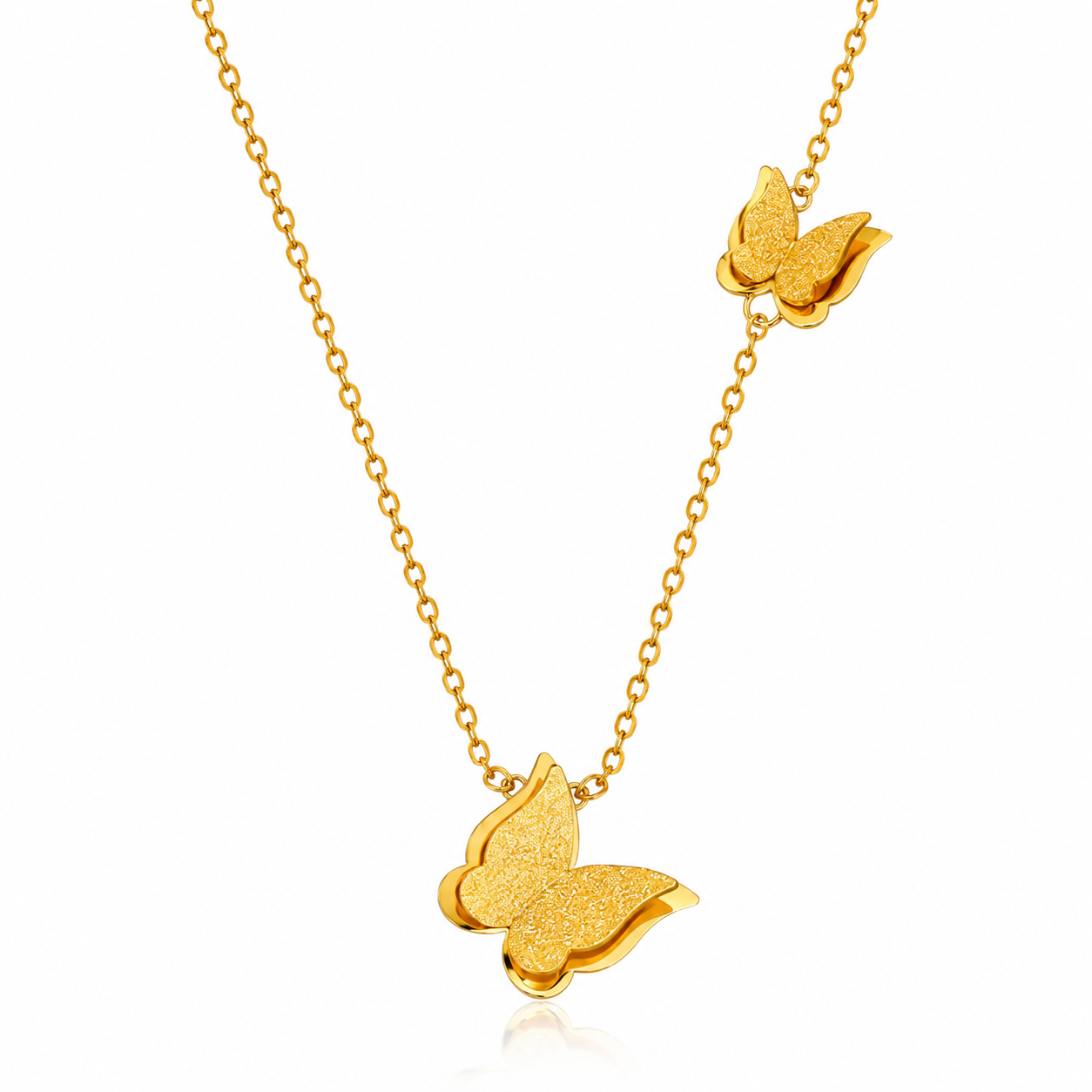 Noir Gold Butterfly Layered Pendant Necklace