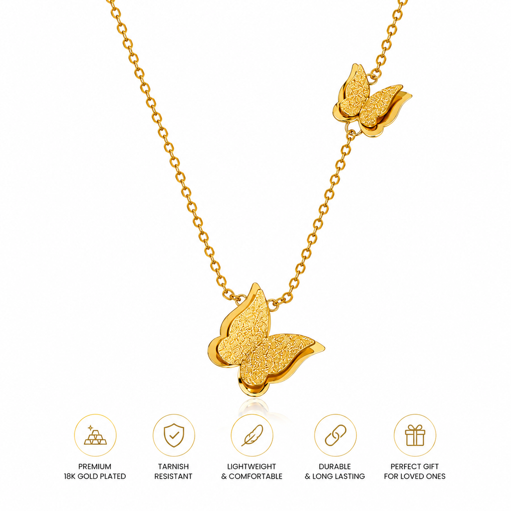 Noir Gold Butterfly Layered Pendant Necklace