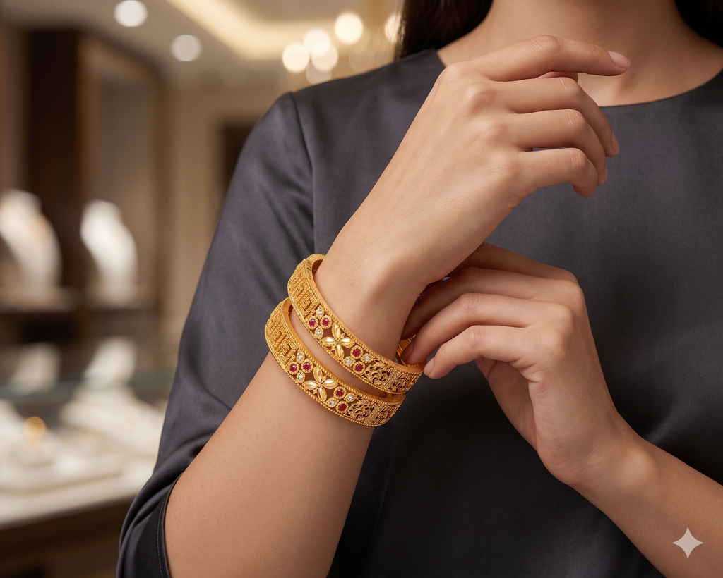 Avantika Ruby-Red & Crystal Bangle