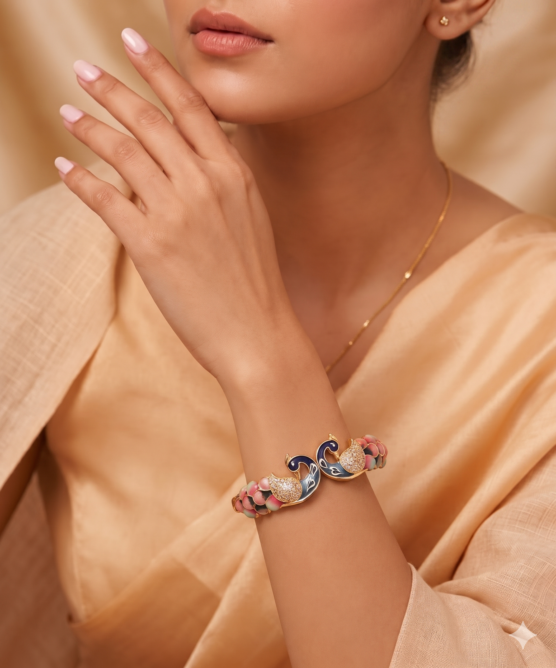 Meenakari Peacock Kada
