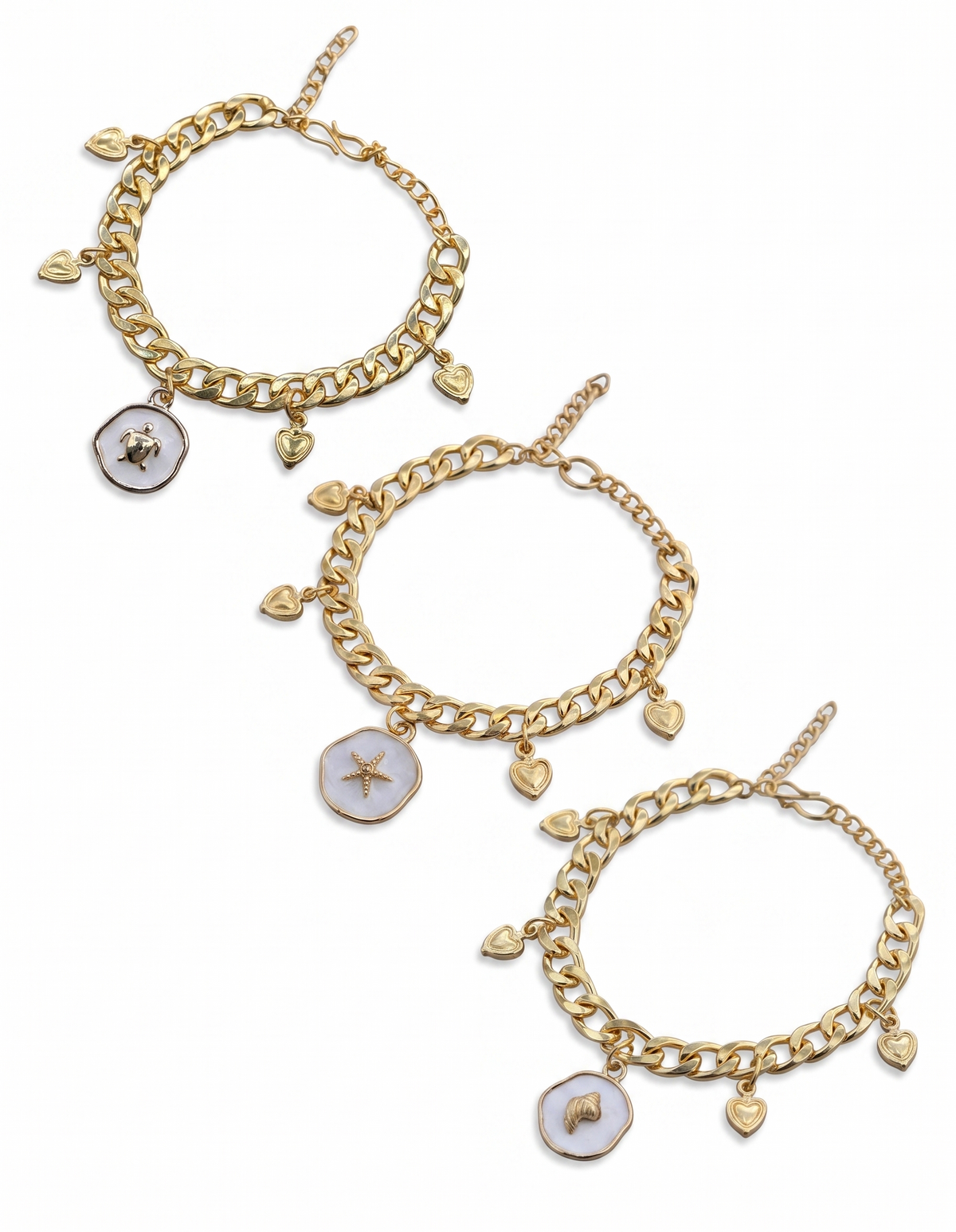 Sea Whisper Charm Bracelet Set Combo Of 3