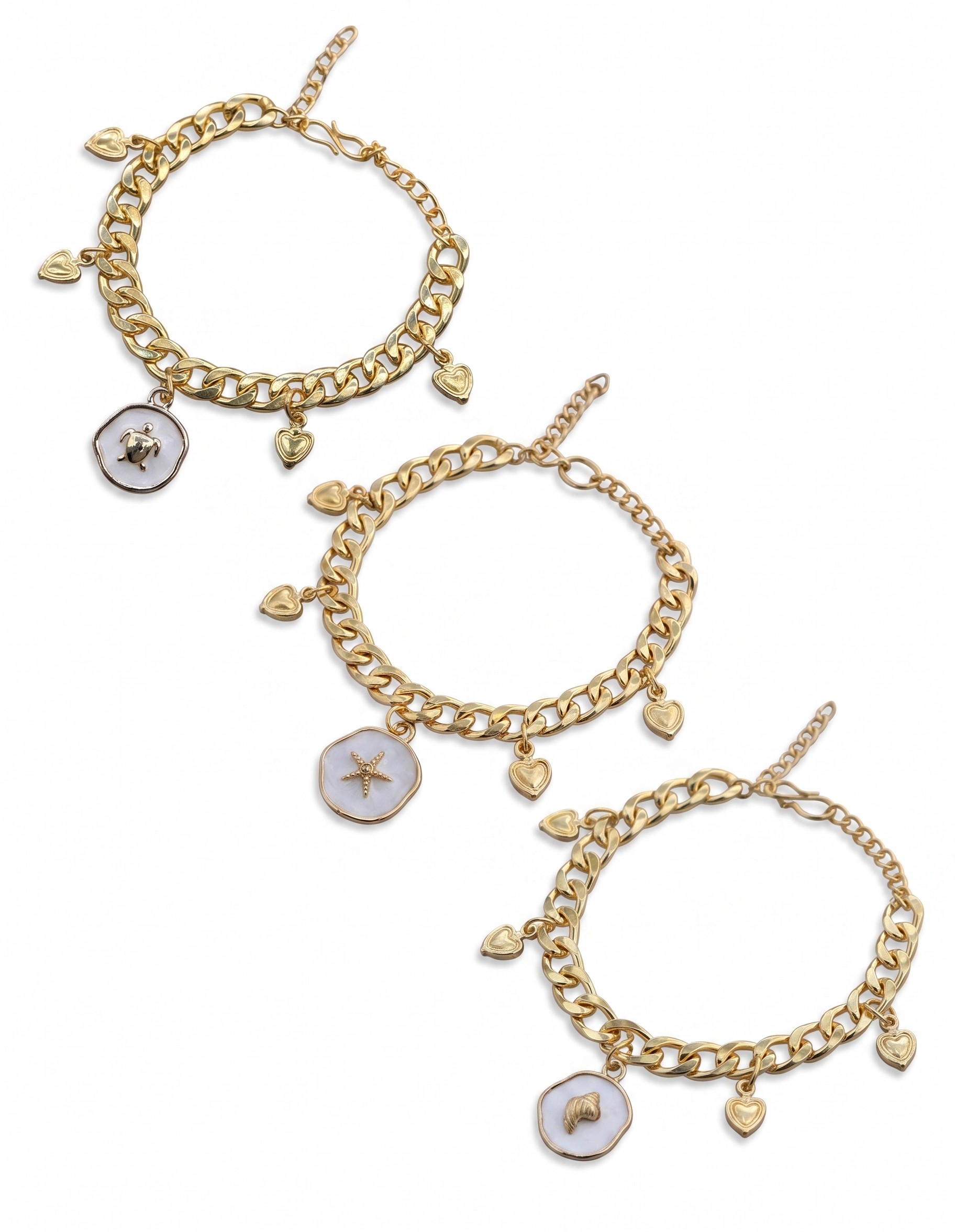 Sea Whisper Charm Bracelet Set Combo Of 3