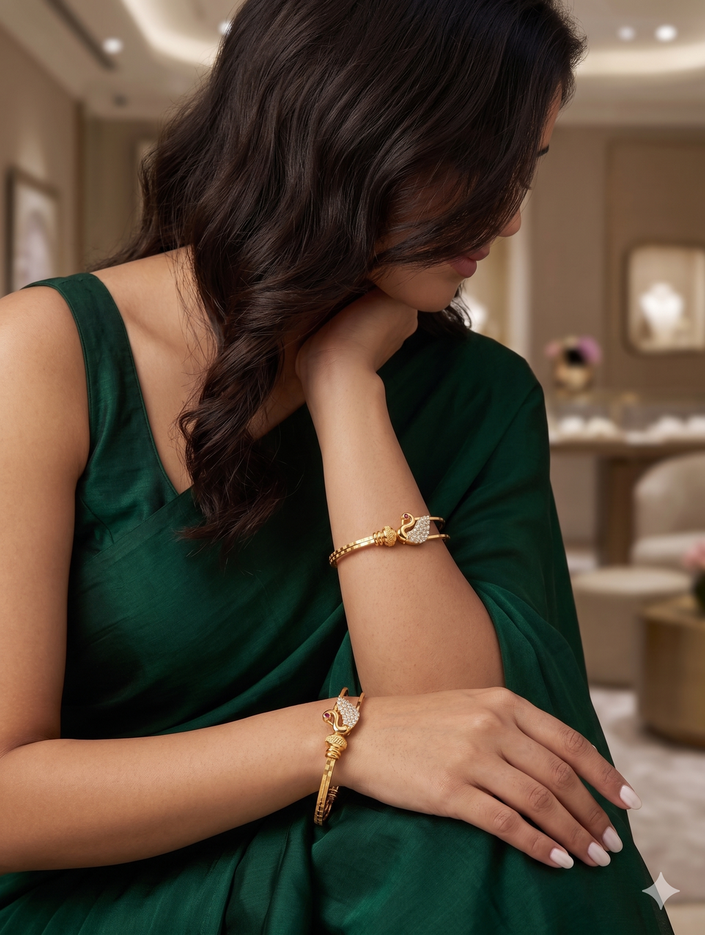 Gold Plated Peacock Bangles