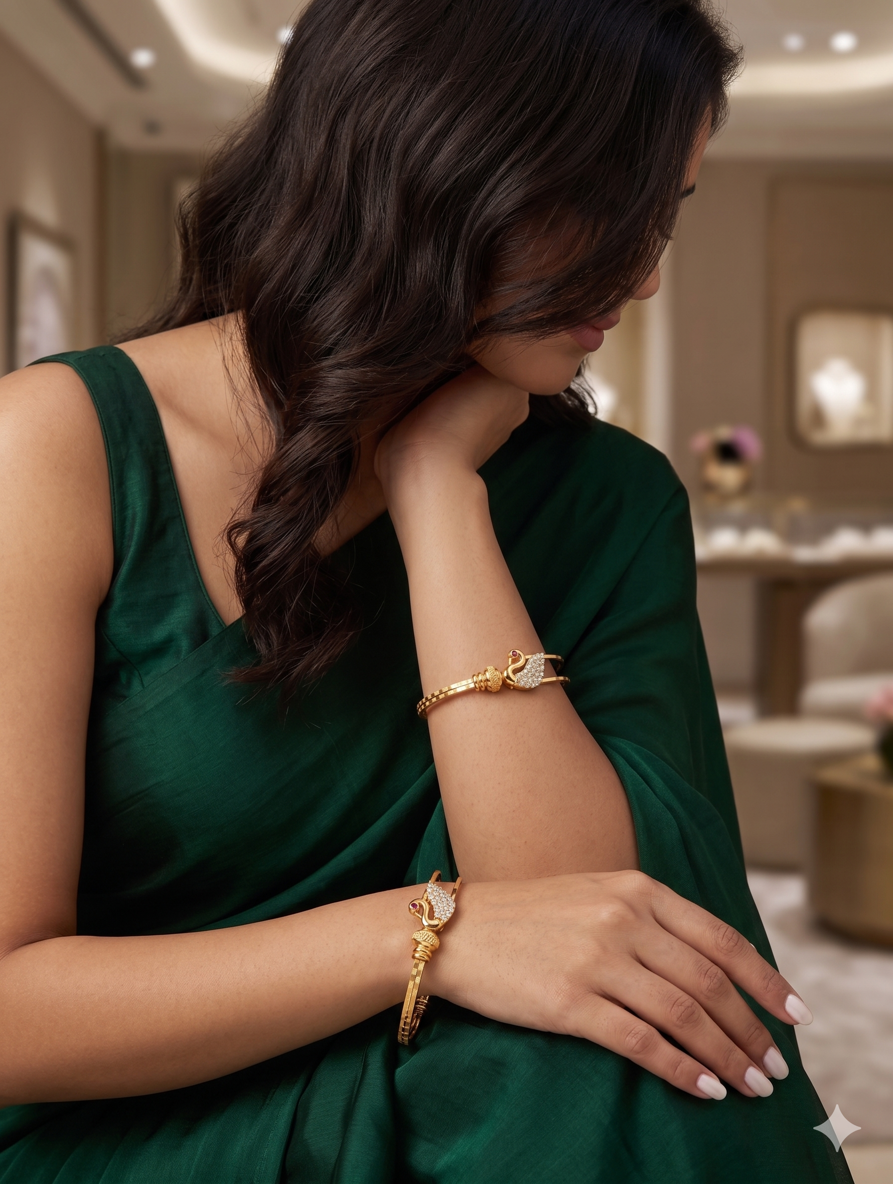 Gold Plated Peacock Bangles