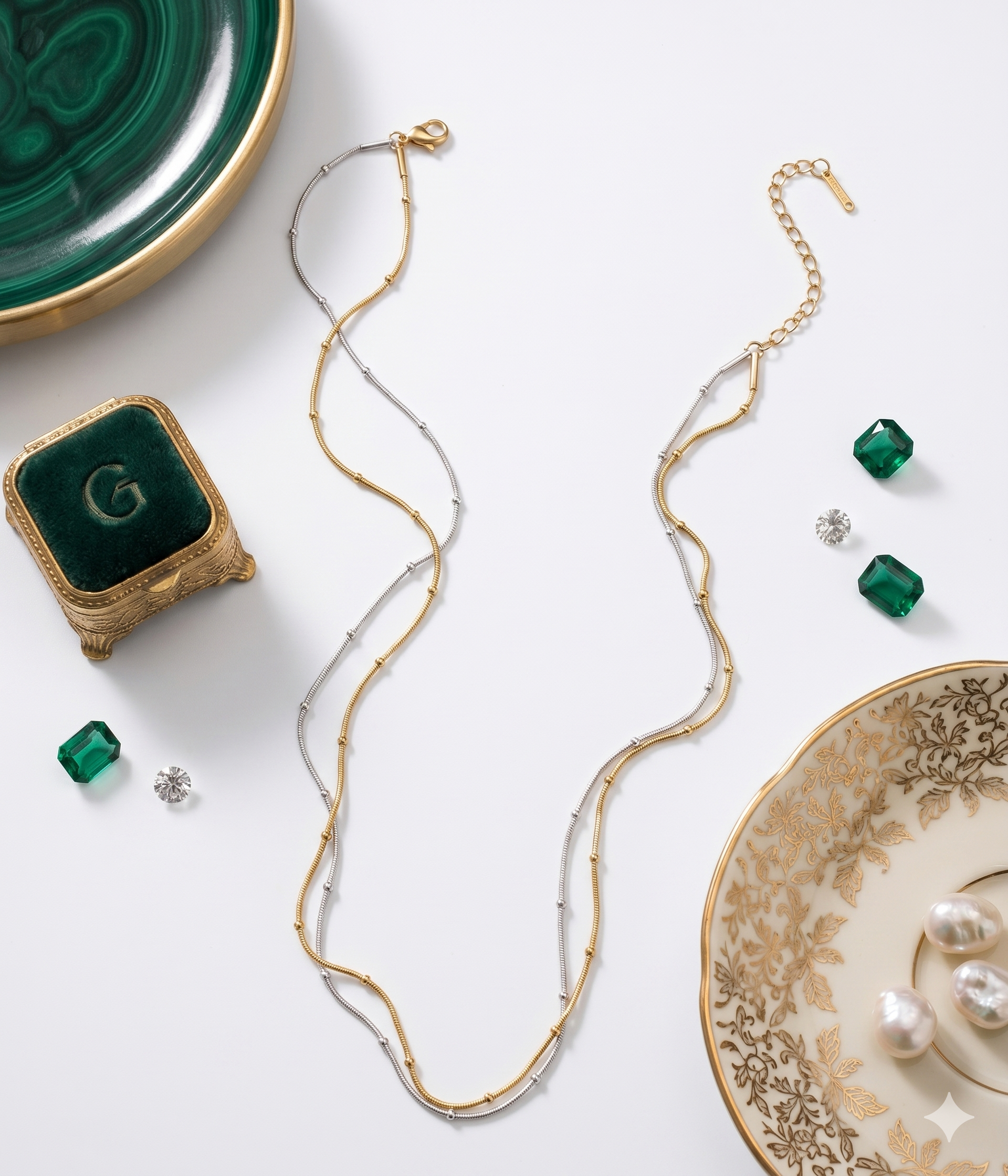 Aurora Twist Dual-tone layered Necklace