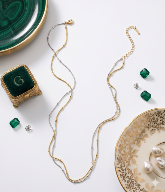 Aurora Twist Dual-tone layered Necklace