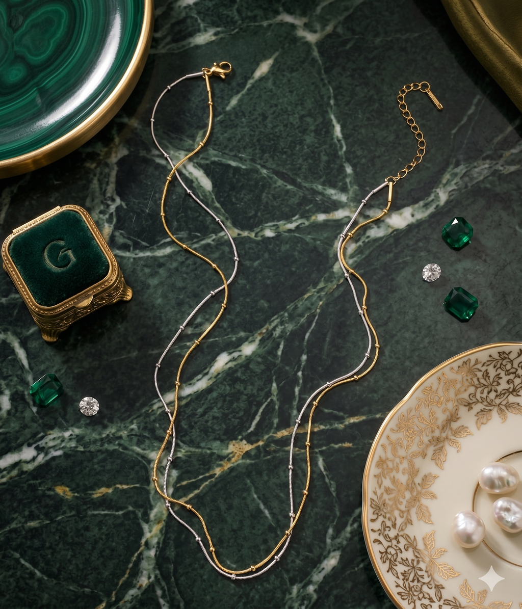 Aurora Twist Dual-tone layered Necklace