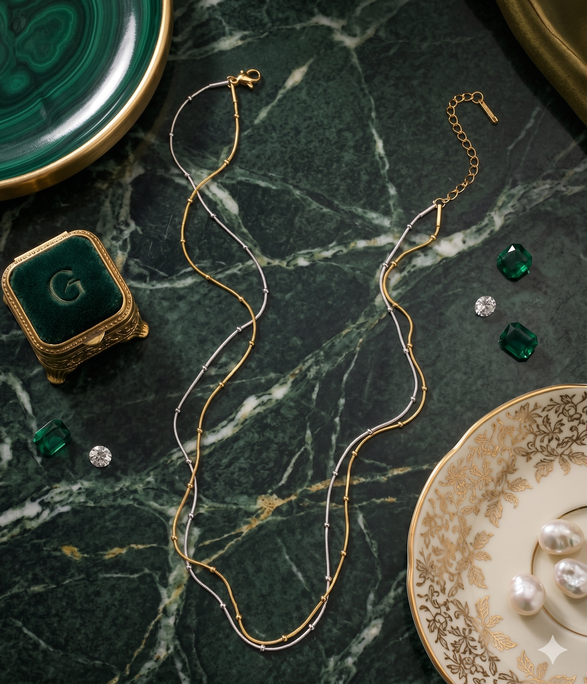 Aurora Twist Dual-tone layered Necklace
